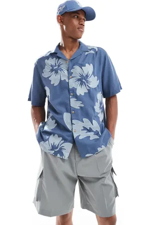 ASOS Relaxed revere shirt with hawaiian floral embroidery
