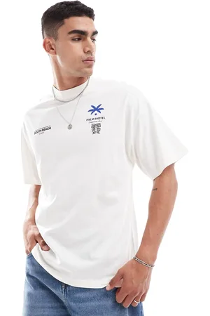 SELECTED Oversized t-shirt with south beach print in white
