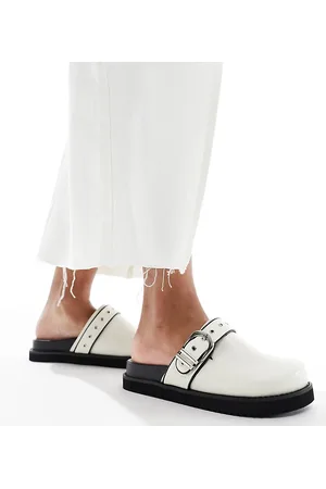 Raid Nellie platform mules in cream-White