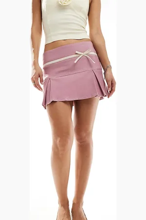 Motel Bow detail mini skirt in dusky pink