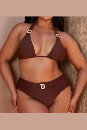 Moda Minx Curve x Bernadette Afia Amour high waist bikini bottom in coffee