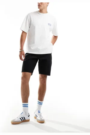 Only & Sons Edge straight fit denim shorts in black