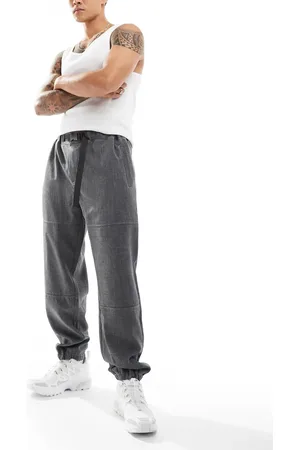 COLLUSION Pull on relaxed tailored pants with adjustable waist in -Grey