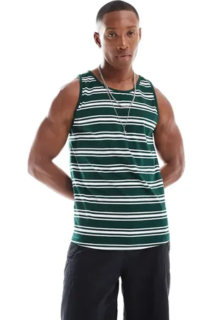 Brave Soul Classic stripe singlet in & white