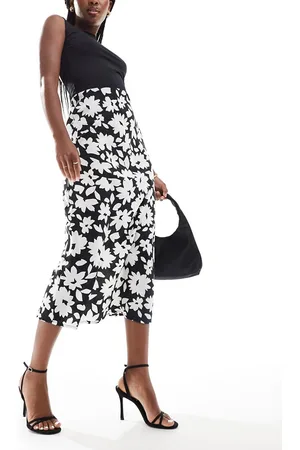 New Look Satin midi skirt in floral