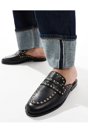 River Island Studded backless loafers in