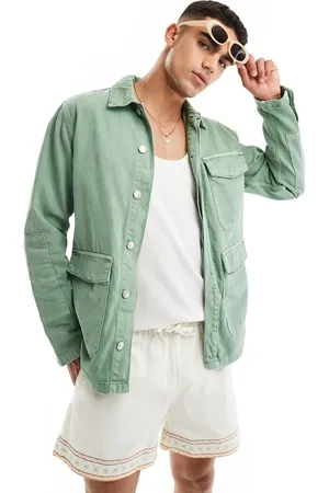 Only & Sons Denim utility jacket in sage-Green