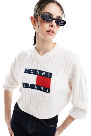 Tommy Hilfiger Flag knit jumper in white