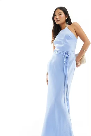 ASOS ASOS DESIGN Petite halter racer maxi dress with tie waist and cut out sides in