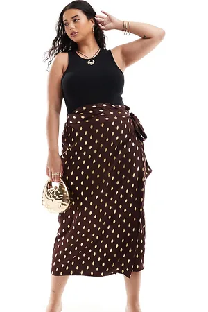 Never Fully Dressed Jaspre gold fleck midi skirt in -Brown
