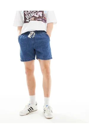 Cotton On Cotton On easy shorts with drawstring waist in midstone indigo wash-Blue