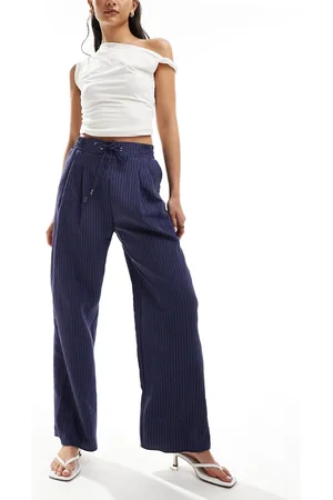 River Island Poplin wide leg pants in stripe