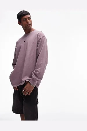 Topman Vintage wash long sleeve t-shirt in -Purple