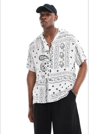 JACK & JONES Revere collar paisley print short sleeve shirt in white