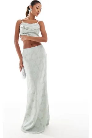In The Style X Perrie Sian maxi skirt in jacquard (part of a set)-Green