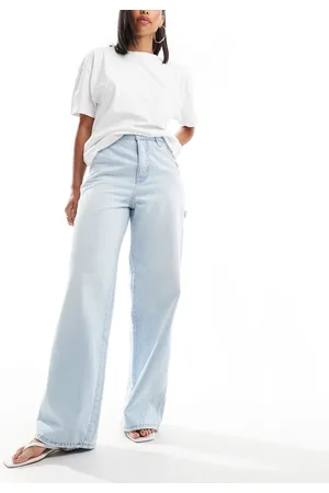Stradivarius Wide leg carpenter jeans in beach blue