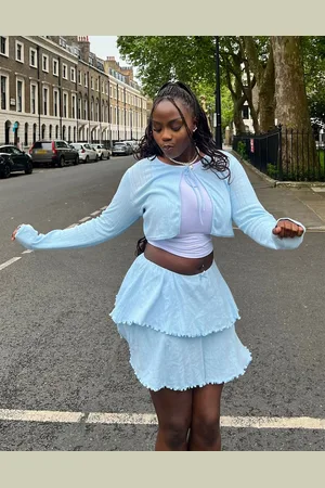 Labelrail X Sumbo Owoyele ribbon detail ruffle pointelle mini skirt in (part of a set)