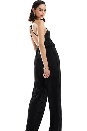 JDY Open back plisse jumpsuit in