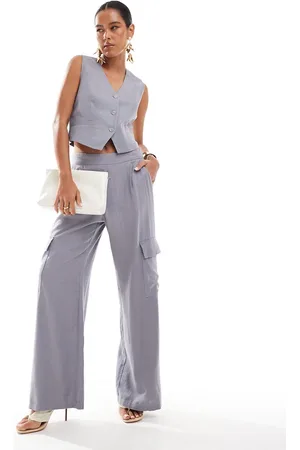JDY Wide leg tailored linen cargo pants in (part of a set)