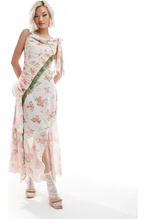 Reclaimed Limited edition corsage dress with lace detail-Multi