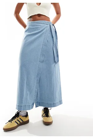 VERO MODA Denim maxi wrap skirt in