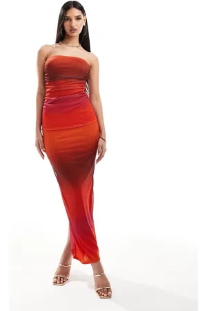 Missyempire Missy Empire exclusive bandeau mesh ruched maxi dress in -Multi