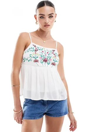 Y.A.S Y.A.S Festival embroidered cami top in white