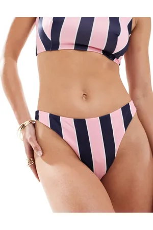 ASOS Sidney high leg hipster bikini bottoms in stripe-Multi