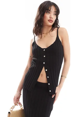 SNDYS Knit rib button down cami top in (part of a set)