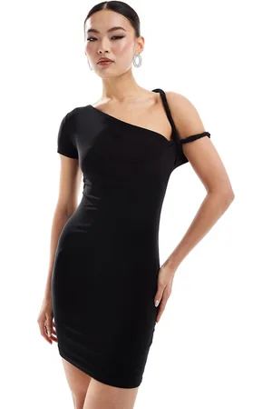 Missyempire Missy Empire slinky one sleeve twist strap bodycon mini dress in