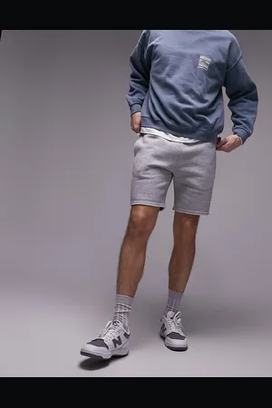 Topman Classic fit jersey shorts with raw hem in grey marl