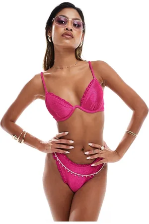 South Beach Shimmer crinkle high leg bikini bottoms in