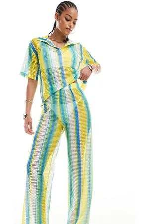 Extro & Vert Tall Crochet pants in multi stripe (part of a set)