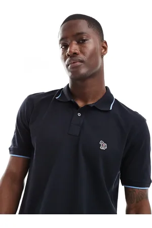 Paul Smith Regular fit tipped polo with logo in navy