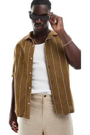 Pull&Bear Short sleeve striped shirt in -Green