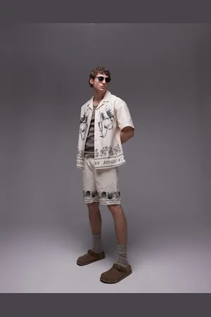Topman Printed shorts in stone (part of a set)-White