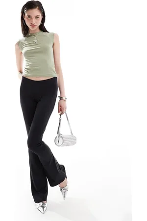 Lioness V front lowrise flared pants in black (part of a set)