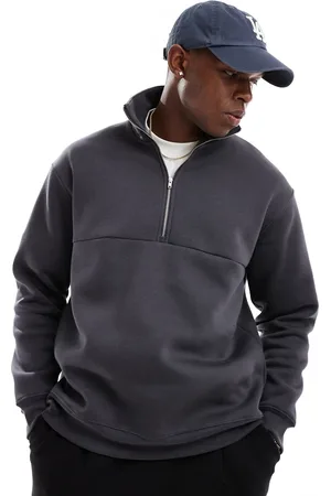 SELECTED Oversized half zip sweashirt in charcoal grey