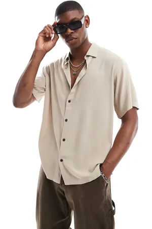 JACK & JONES Viscose shirt in beige-Neutral