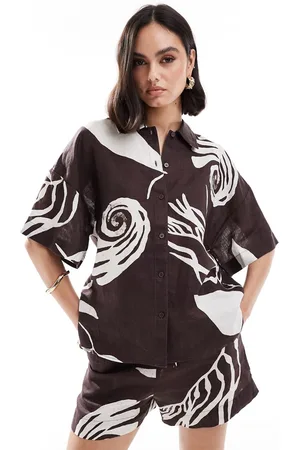 & OTHER STORIES Short sleeve linen shirt in bold abstract (part of a set)-Multi