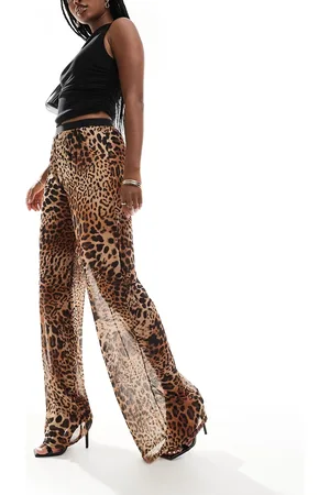 Jaded Rose Wide leg pants in print-Brown