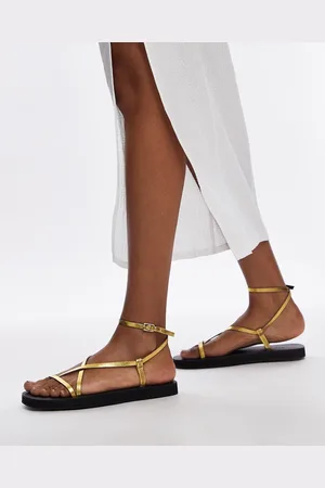 Topshop Jules leather minimal strappy flat sandals in