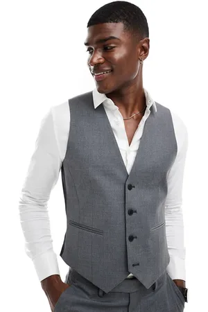 ASOS Skinny fit suit waistcoat with wool in grey