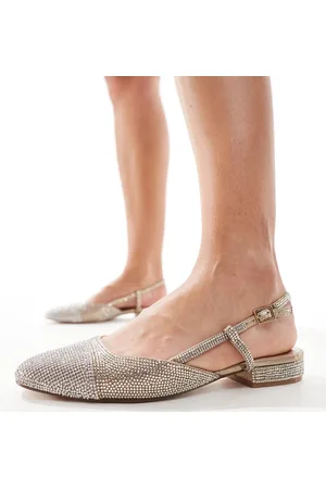 Steve Madden Cherish embellished toe cap heeled ballet flats with bow in gold