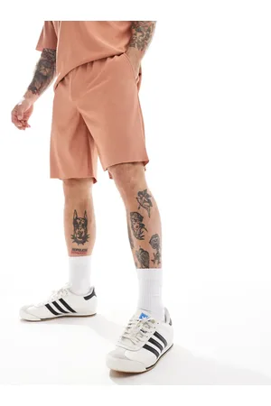 Only & Sons Plisse slouchy shorts in burnt orange (part of a set)
