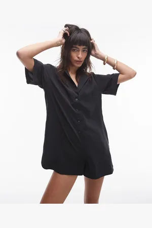 Topshop Button down Souvenir playsuit in cupro