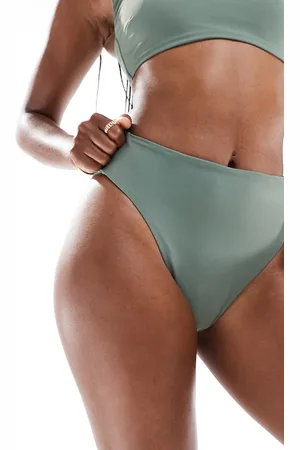 ASOS Hazel high leg high waist bikini bottoms in -Green