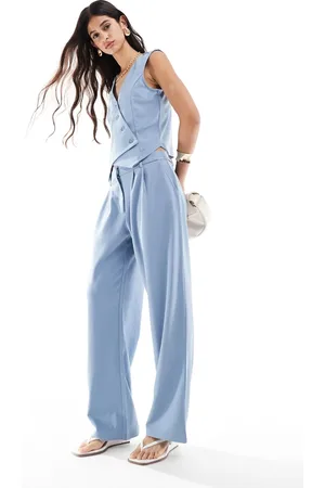 JDY Wide leg pants in denim blue (part of a set)