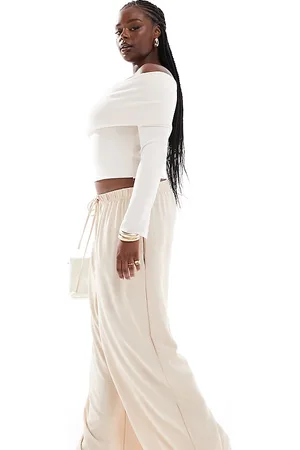 Yours Twill wide leg pants in -Neutral