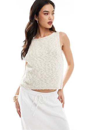 Pull&Bear Crochet knitted singlet in -White
